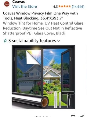 Black One-Way Window Privacy Film - Heat Blocking UV Control